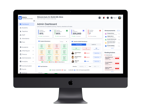 School Management Software Dashboard